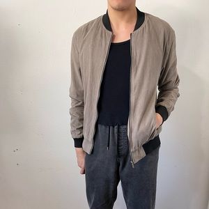 Zara Brown Faux Suede Varsity Jacket